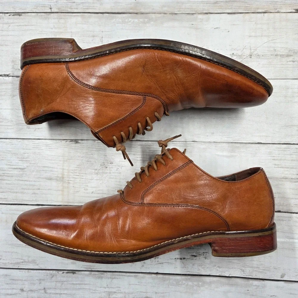 Cole Haan Oxford Men 9.5M Tan Leather Dress Shoes C10244 Lace Up Business Formal